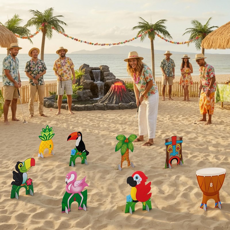 Seenelling Luau Tropical Mini Golf Game 17 Pcs Include 8