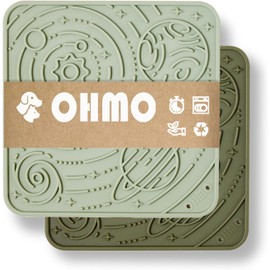 OHMO Lick Mat for Dogs and Cats(Large, Camo&Light Green, 2pcs) Enrichment Accessories Toy Space Star Easy Clean Pet Slow Feeder/Suction Cups, Licking Pad for Anxiety Relief and Boredom Reduction