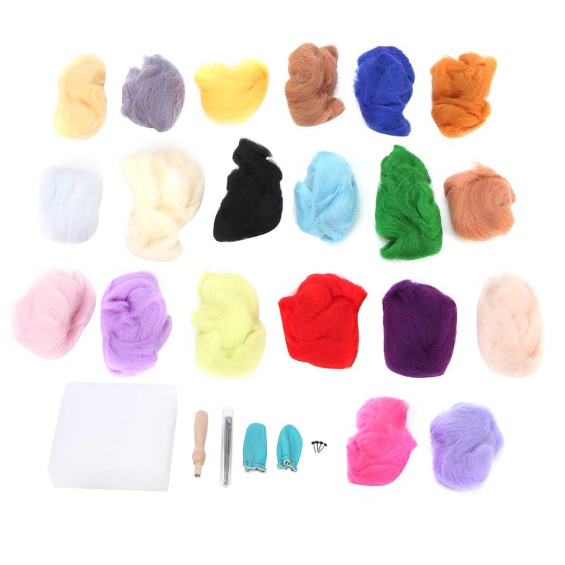 Needle Wool Felt Kit 20 Colors 5g Felting Supplies Tools