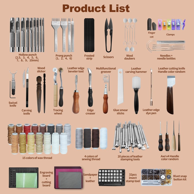 EDIETH Professional Leather Craft Tools Kit Leather Working & Tooling