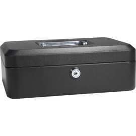 BARSKA 10-Inch Cash Box with Key Lock , Black