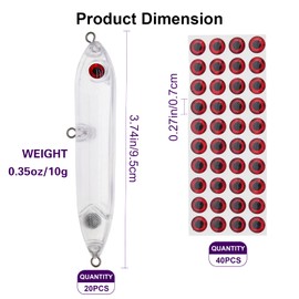 Ghanneey 20PCS Blanks Fishing Lures Blanks Crankbait Kit Unpainted Fishing Baits Fishing Topwater Wobblers Fishing Lure with 3D Fishing Eyes