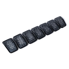 AstraDepot For 2019-2023 Jeep Cherokee Honeycomb Mesh Front Grill Inserts Gloss Black 7pcs