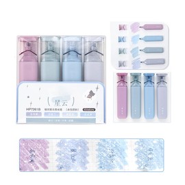 DYJAGYO Nebula Color Highlighter, Pink Glitter Highlighter, Glitter Highlighter, Color Comic Markers, 4 Multifunctional Glitter Pens, Glitter Marker Set (Blue)