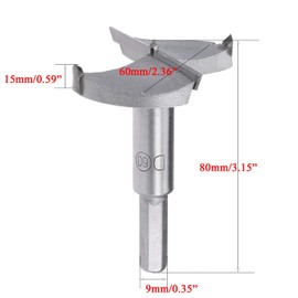 TA-VIGOR Forstner Drill Bit 60mm, Tungsten Carbide Wood Hole Saw Auger Opener for Woodworking Hinge Hole Drilling Boring Bit Cutter (Gray)