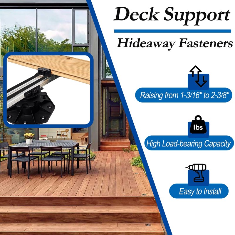 Adjustable Deck Support with Hidden Deck Fasteners, 10 PCS Pedestal