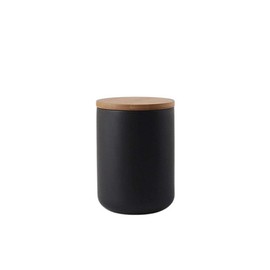 Popowbe Ceramic Coffee Canister Airtight with Sealed Bamboo Lid Kitchen Food Storage Container for Coffee Tea Black 800ml