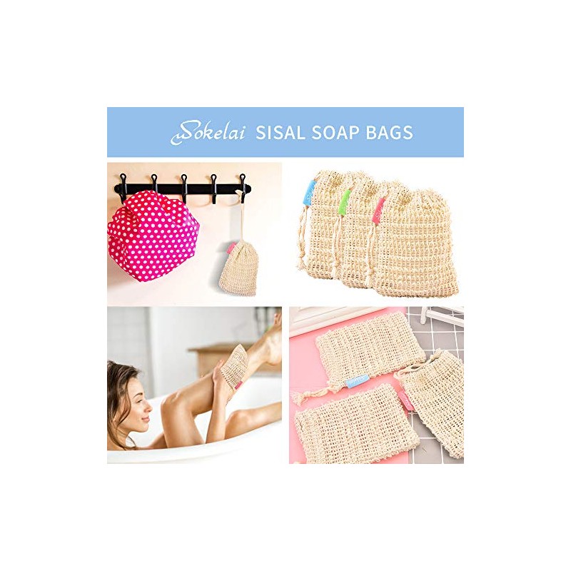 6 bolsas de jabón de sisal natural, bolsas de jabón