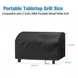 Jungda Grill Cover for Z Grills Cruiser 200a Portable Pellet Grill,Waterproof Small Tabletop BBQ Grill Covers - 25 x 20 x 13 Inch