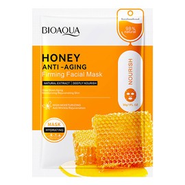 BIOAQUA Facial Mask Firming Deeply Nourish Moisturizing 98% Natural Extract Hydrating Face Mask 5PCS Set (Honey (Anti-Aging))