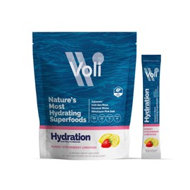 Voli Electrolytes Powder Packets | No Added Sugar Electrolyte Drink Mix for Hydration | Keto & Fasting Friendly, Natural Superfoods & Minerals | Strawberry Lemonade, 15-Count
