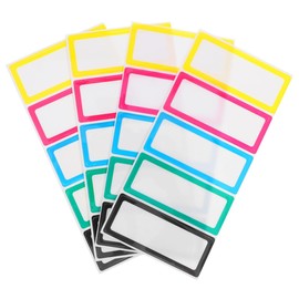 TEHAUX 20pcs Dry Erase Labels, Adhesive Sticky Stickers Border Name Tags - 3x1.1 inch Waterproof & Removable Stickers Colorful Notes for Storage Bins, Pantry, Office Classroom Organization