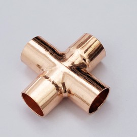 5 Pcs 15mm 4 Ways Cross Union Pipe Fitting, for Plumbing Air Conditioning Refrigeration Central Heating Gas Pipework