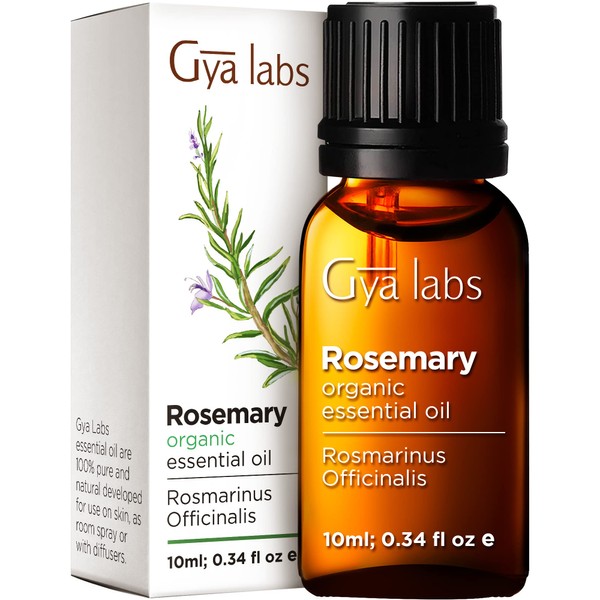 Gya labs Pure Organic Rosemary Oil for Hair Growth & Dry Scalp - Organic Rosemary Essential Oil for Skin & Diffuser - Steam Distilled Rosemary oil for Hair Growth Organic (10ml)
