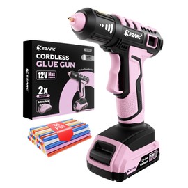 EZARC Cordless Hot Glue Gun, 15s Fast Heating 12V Mini Glue Gun for DIY Crafts, Home Repairs, School Projects, Decorations, with 50 Mini Glue Sticks, Pink