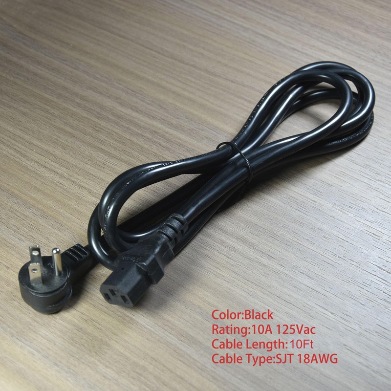 Universal 90 Degree Power Cord NEMA 5-15P to IEC320 C13