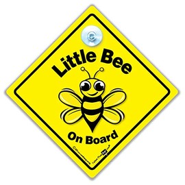 Little Bee On Board Sign, Baby On Board Car Sign, Baby Car Sign, Grandchild on Board Sign 14 x 14 x 2cm