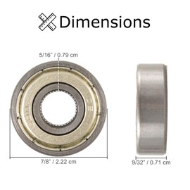 AlveyTech 608ZZ (608Z) Shielded Steel Wheel Bearings - Replacement fits Drive, Jazzy, Pride, Jet, Quicky, Mobility Scooter, Rollator, Skateboard Ball Bearing for Longboard Skate Wheels 4-Pack