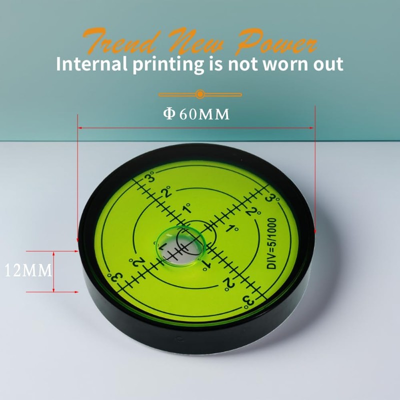 The Yan He 60x12mm Metal Horizontal Bubble Level, Round Bubble
