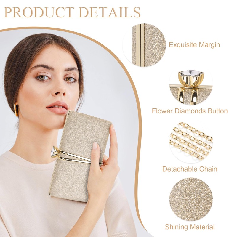 Jiusely Womens Clutch Bag, Glitter Evening Bag Diamond Handbag, Shoulder