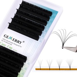 Gemerry Easy Fan Lash Extensions C curl 0.03mm 8-14mm Mixed Tray Noir Russian Volume Automatic Blooming Self Fanning Lashes Long Individual Volume 3D 4D 5D 6D 8D Lash Fan (0.03-c curl-mix 8-14mm)