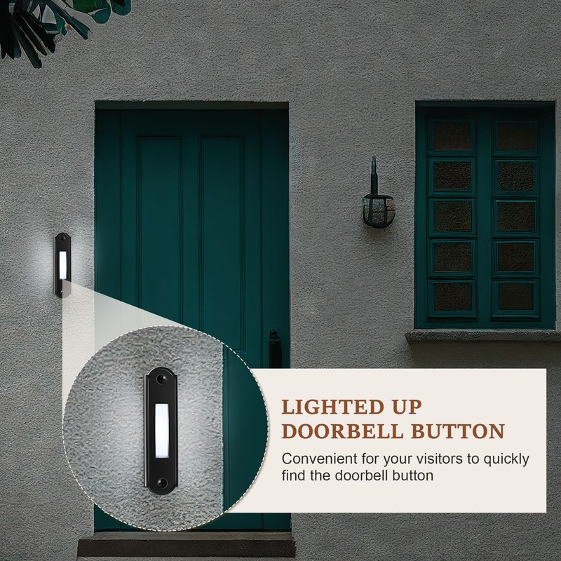 Metal Lighted Doorbell Button, Heavy Duty Metal Wired Door Bell