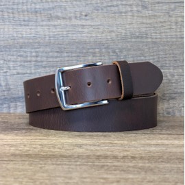 Ashford Ridge Made in England 40mm Full Grain Leather Belt with Classic Buckle - Brown Small