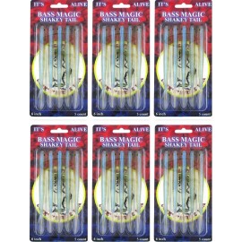 Luck E Strike (6) Packs Luck E Strike Bass Magic 6" Shakey Tail Worm Swim Bait Pro Blue New