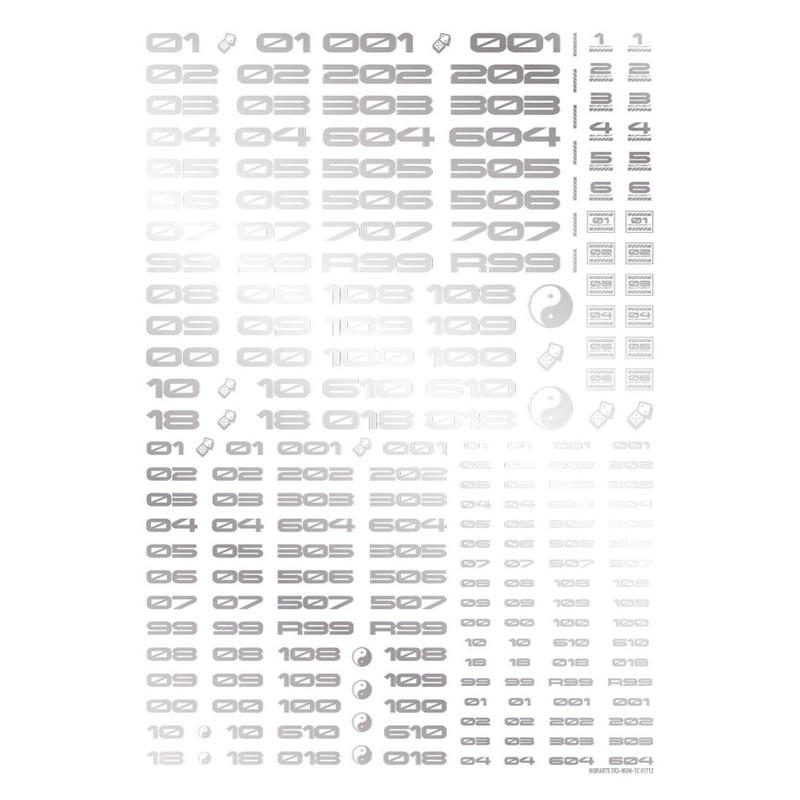HiQ Parts TR Decal 3 Number Silver 1 Piece Plastic