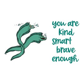 ELE Smart Brave Dream Big Little Mermaid Dolphin Colorful Fish Salt Water Princess Creatures Seahorse Queen Sweet Unicorn Lovely Dream Decorating Wall Decal Sticker - Size: 20 in X 12 in