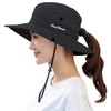 Muryobao Women's Ponytail Sun Hat Anti-UV Foldable Mesh Wide Brim