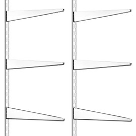 Colingmill 2 Pcs Twin Rail Upright Wall Shelving System 47.5 Inch with 6 Pcs Shelf Bracket 14.5 Inch Heavy Duty Adjustable Storage Rack Metal Support System for Kitchen Closet Home Indoor(Silver)