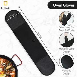 Double Oven Gloves Heat Resistant by Laffair® - Black Oven Gloves - Non-Slip Silicon - Black Kitchen Accessories - Modern Oven Mitt & Potholder for Home Cooking - Maximum Heat Protection