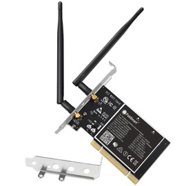FebSmart Wireless N Dual Band 600Mbps (2.4GHz 300Mbps or 5GHz 300Mbps) PCI WiFi Adapter for Windows 11, 10, 8.x, 7, XP (32/64bit) and Windows Server Desktop PCs, PCI Interface WiFi Card (PCI-N600)