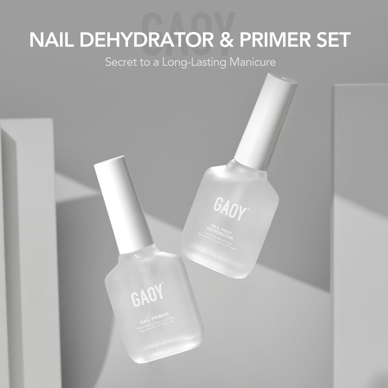 GAOY Nail Dehydrator and Primer, 2 Pcs Acid-Free Natural Nail