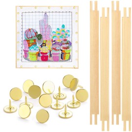 Glooglitter 2 Sets Stretcher Bars for Needlework with Thumb Tacks Regular Needlepoint Stretcher Bars Wooden Canvas Stretcher Bars for Embroidery Stitch Frame Set Bundle with Crafts (8 Inch)