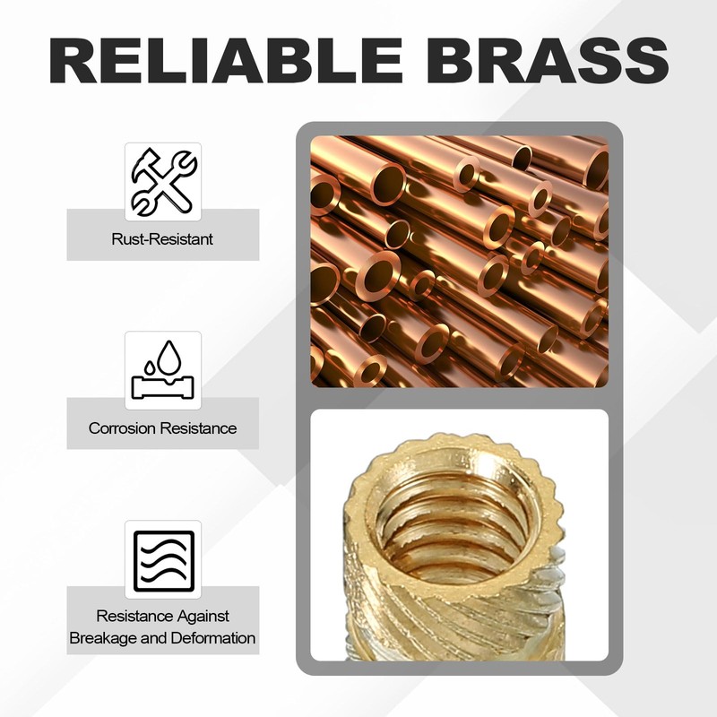 PATIKIL Threaded Inserts M2.5x6x4mm, 100 Pcs Brass Heat Set Insert