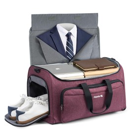 Hanke Carry on Garment Bags for Travel,Convertible Duffle Bag Luggage Bag Weekend Bag with Shoe Compartment,2 in 1 Hanging Suitcase Suit Bag for Men Women,Purple