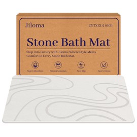 Jiloma Stone Bath Mat Diatomite Stone Mats for Bathroom Non-Slip Diatomaceous Earth Shower Mat Super Absorbent Bathroom Floor Mat Natural Easy to Clean(24 * 16 White)