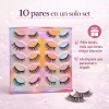 10 Pares Pestañas Postizas Reutilizables Diferentes Diseños