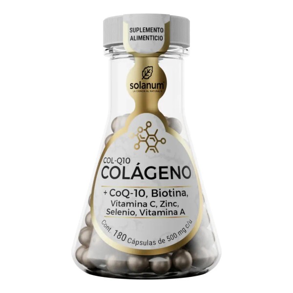 Colágeno CoQ-10 180 Cápsulas Solanum Colágeno Coenzima Q-10 Biotina Vitaminas