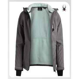 Spyder Womens Softshell Jacket - Lightweight Water Resistant Terry Fleece Zip Up Jacket Womens Windbreaker for Hiking (S-XL), Size Large, Heather Grey