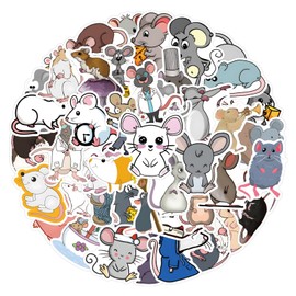 55Pcs Rat Stickers, Mouse Sticker Waterproof Decals for Water Bottles Laptop Luggage Computer Scrapbooking Teens Adults Girls Kids Funny Party Birthday Decorations (Mouse)