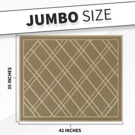 SlipToGrip Universal Door Mat, Plaid Design - Khaki, 42 x 35 - Anti Slip, Durable & Washable, Outdoor & Indoor Floor Welcome Mat Door Mat Entry -Rug for Garage, Patio, Front Door, Dust Absorbent
