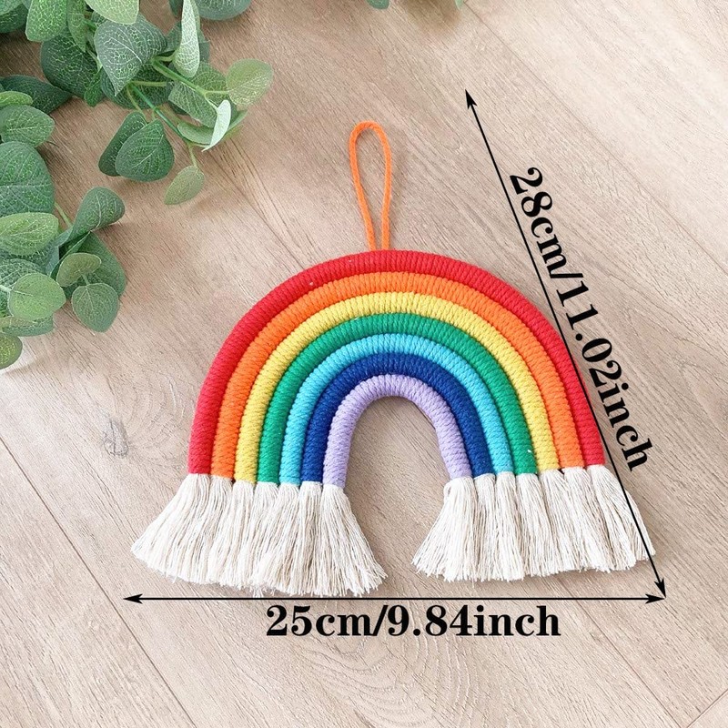 Gibsob Macrame Rainbow Tapestry Decoration, Rainbow Wall Hanging, Macrame Rainbow