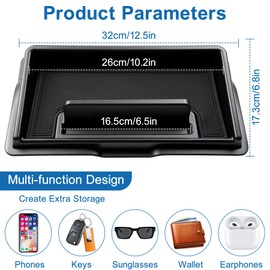 Center Console Organizer for Suzuki Jimny JB64 JB74 2019-2025 Dashboard Insert Tray, Dash Organizer Box for Phones, Keys & More, with Anti-Slip Mat, Dash Board Interior Accessories (Black)