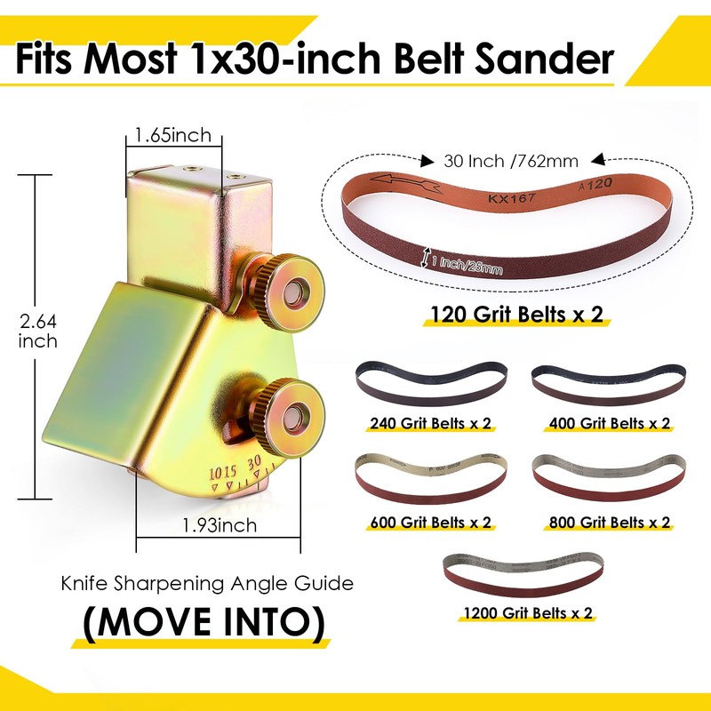 Feekoon Assorted 12 Pack of 1x30 Sanding Belts, with Adjustable
