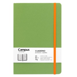 Campus Bullet Journal A5 Horizontal Ruled Notebook 7mm Hardback 96 Sheets of 75g Elastic Closure Pocket and Bookmark A5 Landscape Green