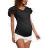Bhome Maternity Summer Ruffle Tops,Casual Frilled V-Neck Short Sleeve Fitted