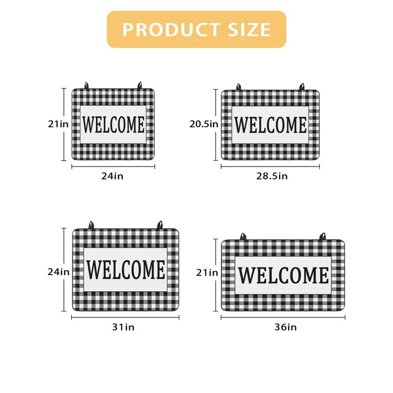 Stove Cover for Electric Stove, Welcome Black White Buffalo Check